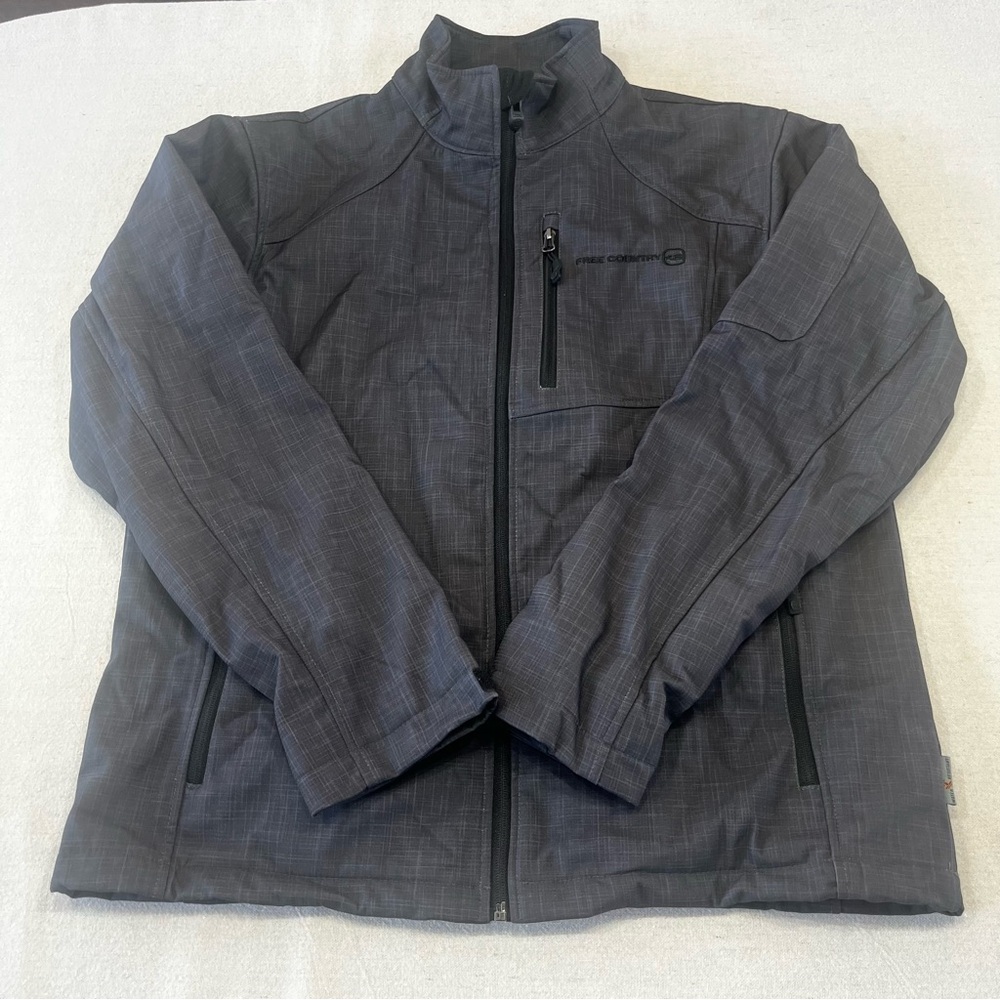 Men's Free Country Soft Shell Dark Gray Full Zip Water Resistant Jacket Size M